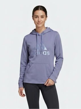 Adidas Periwinkle Blue Metallic Logo Pullover Hoodie Size M